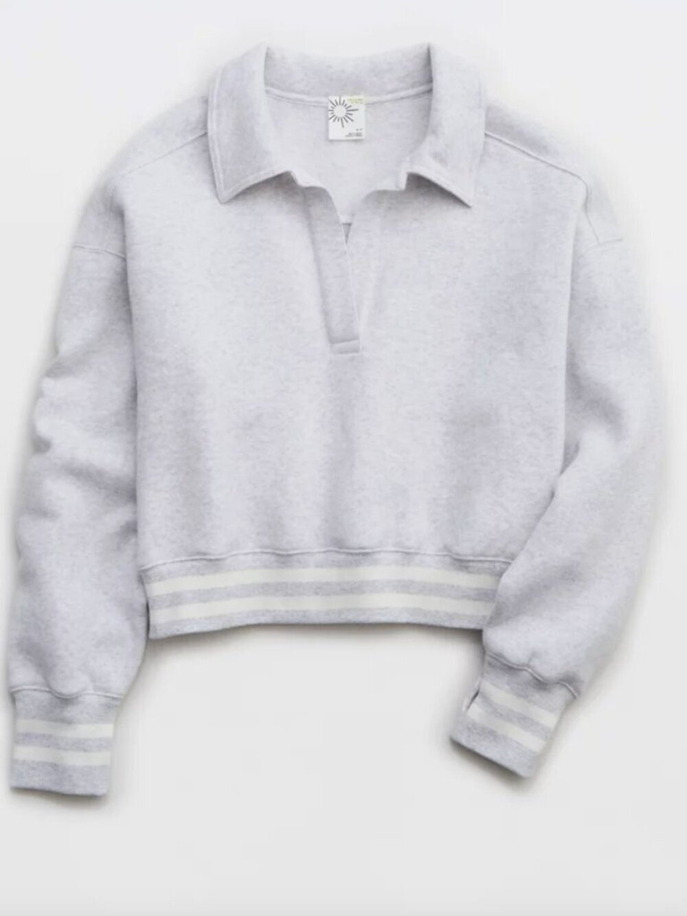 Women's OFFLINE By Aerie Cloud Fleece Polo Sweatshirt, grey, size: XS